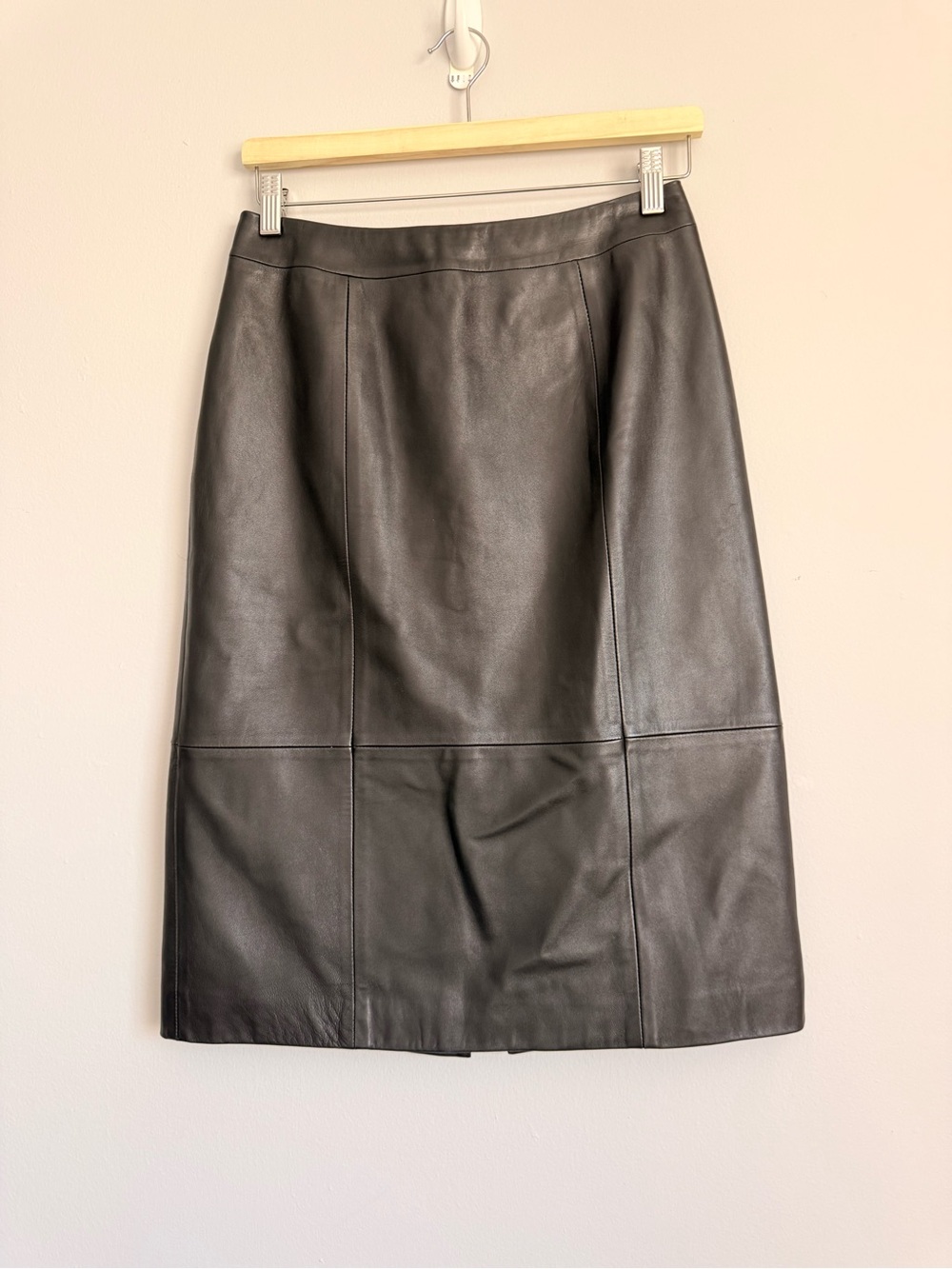 Talbots Petites Black 100% Genuine Leather Pencil Skirt Size 6P